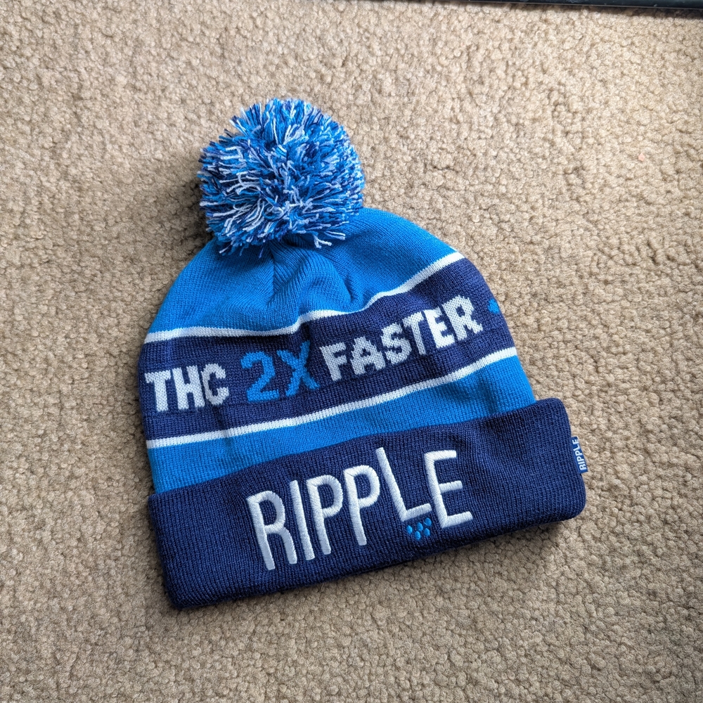 Ripple Blue Pom-Pom Beanie